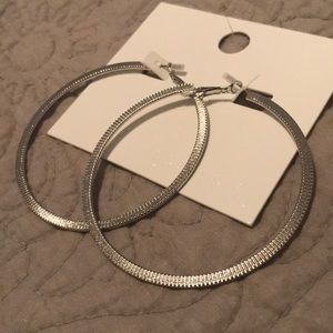 Silver Etched Hoop Earrings